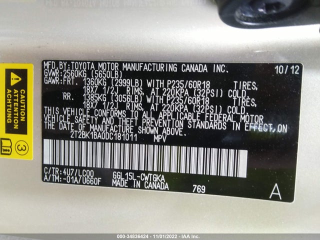 Lexus RX 350 2013 2T2BK1BA0DC181011 Image 10