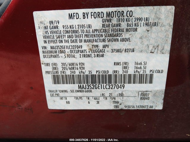 2020 Ford Ecosport, VIN: MAJ3S2GE1LC327049