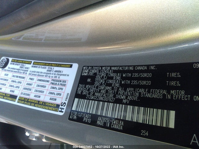 2022 Lexus NX, VIN: 2T2GKCEZ8NC007627