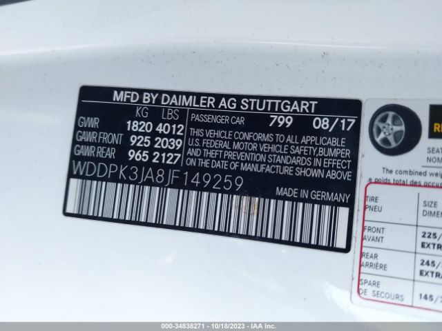 WDDPK3JA8JF149259 Mercedes-Benz Slc Slc 300