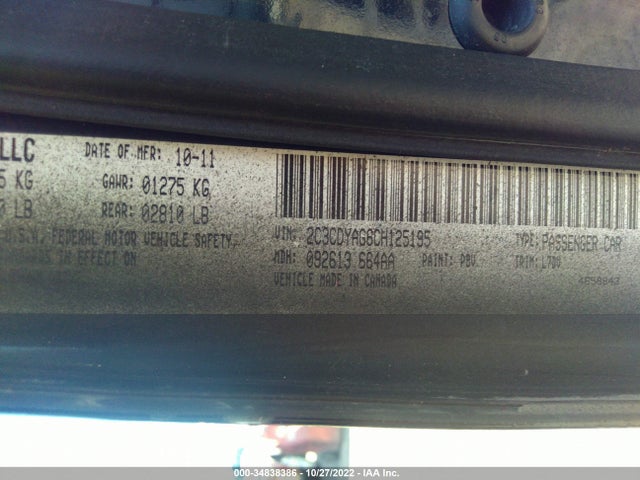 Dodge Challenger Sxt 2012 2C3CDYAG6CH125195 Image 9