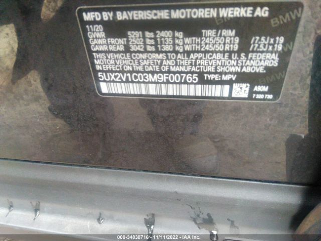 5UX2V1C03M9F00765 BMW X4 Xdrive30i