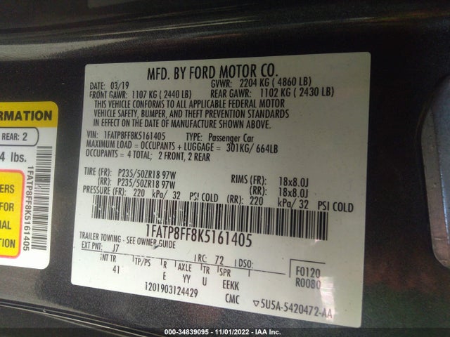 Ford Mustang Gt Premium 2019 1FATP8FF8K5161405 Image 10