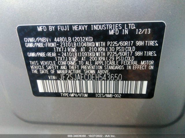 JF2SJAEC0EH543650 Subaru Forester 2.5i Premium