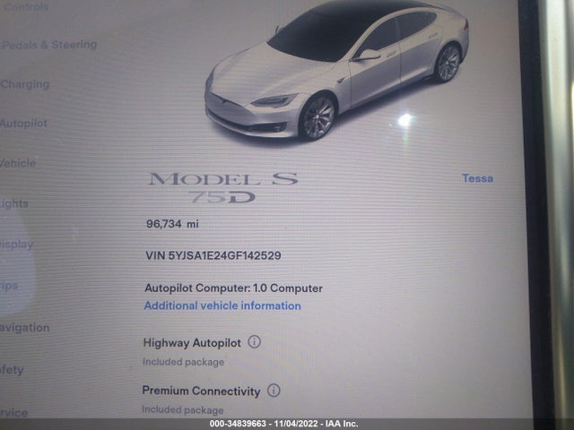 2016 Tesla Model S, VIN: 5YJSA1E24GF142529