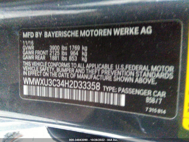 2017 Mini Cooper, VIN: WMWXU3C34H2D33358
