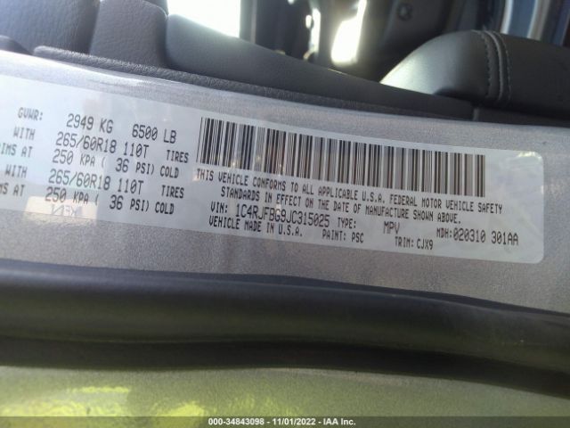 1C4RJFBG9JC315025 Jeep Grand Cherokee Limited