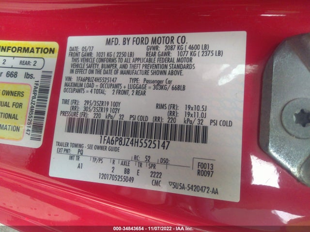 2017 Ford Mustang, VIN: 1FA6P8JZ4H5525147