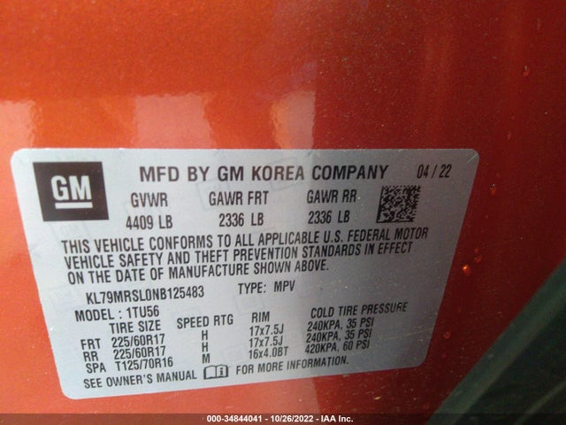 Chevrolet Trailblazer Lt 2022 KL79MRSL0NB125483 Image 9