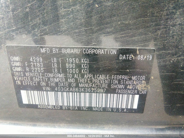 Subaru Impreza 2019 4S3GKAB63K3625297 Image 10