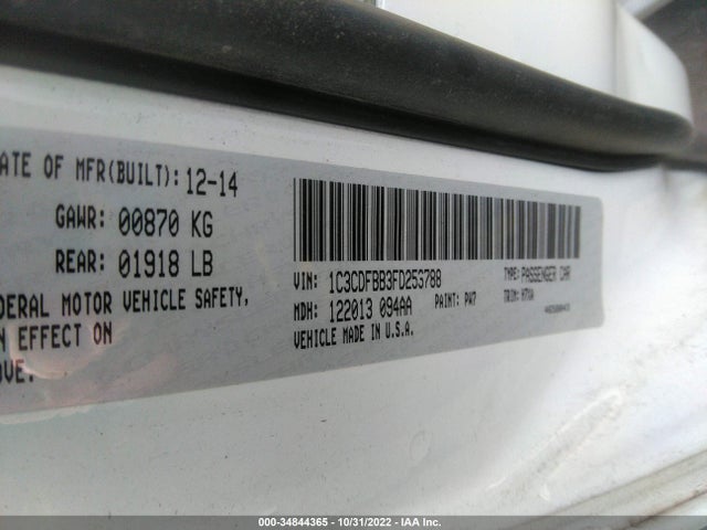 Dodge DART SXT 2015 1C3CDFBB3FD253788 Image 9