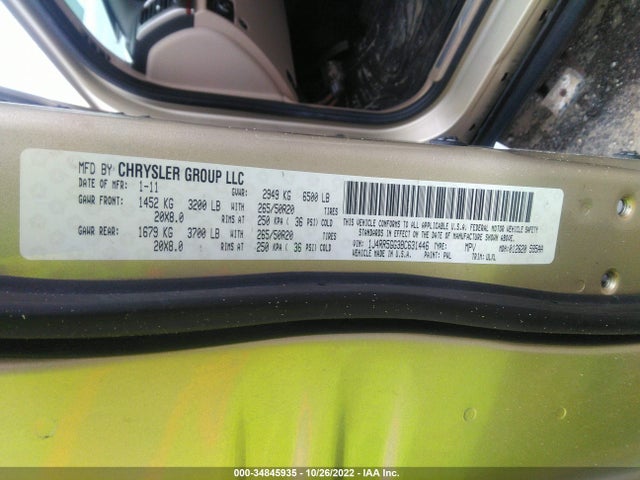 2011 JEEP GRAND CHEROKEE LIMITED VIN: 1J4RR5GG3BC631446