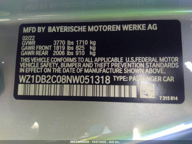 2022 Toyota Supra, VIN: WZ1DB2C08NW051318