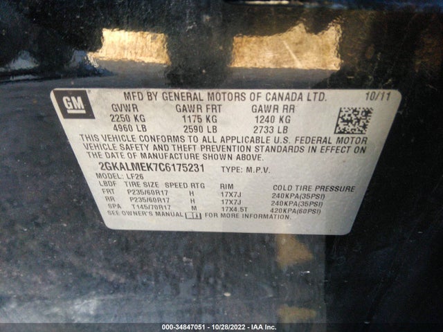 GMC Terrain 2012 2GKALMEK7C6175231 Image 9