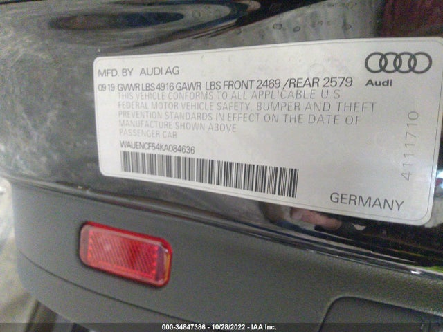 WAUENCF54KA084636 Audi A5 Sportback Premium Plus