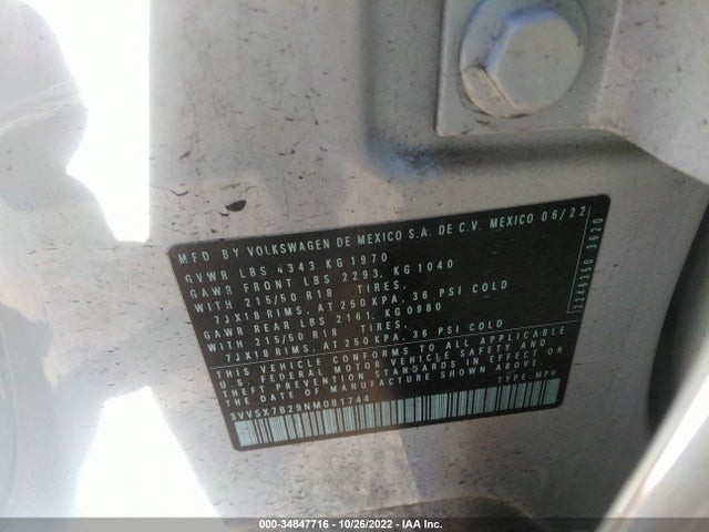 Volkswagen TAOS SE 2022 3VVSX7B29NM081744 Image 9