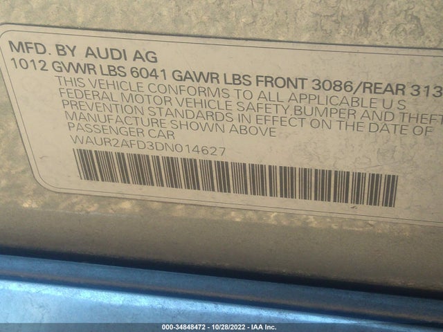 Audi A8 L 4.0l 2013 WAUR2AFD3DN014627 Image 10