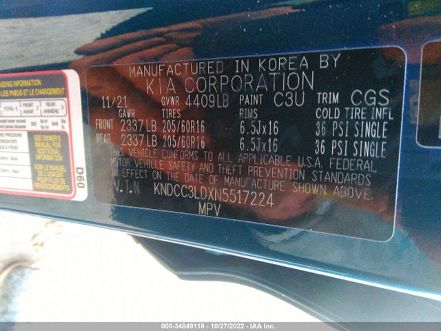 2022 Kia Niro, VIN: KNDCC3LDXN5517224