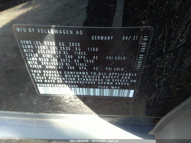 2021 Volkswagen ID.4, VIN: WVGKMPE24MP034306