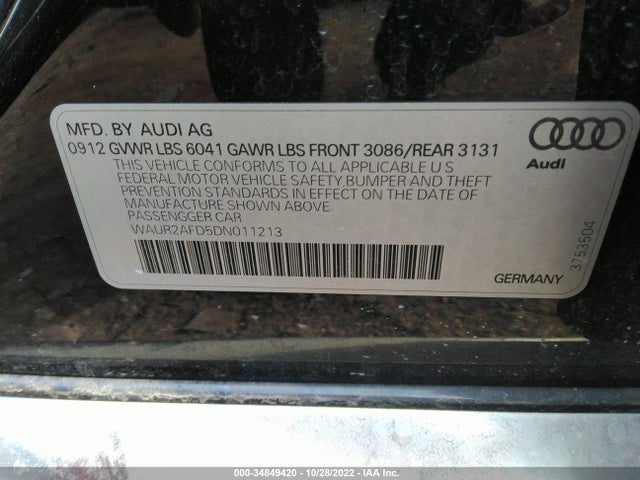 Audi A8 L 4.0l 2013 WAUR2AFD5DN011213 Image 10