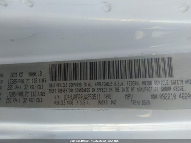 1C4HJXFG0JW253511 Jeep Wrangler Unlimited Rubicon