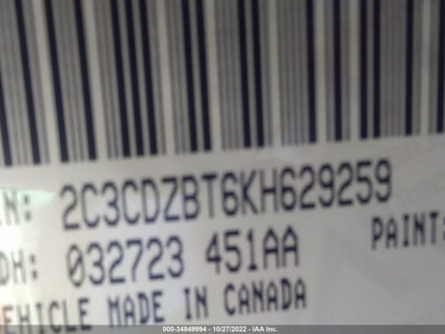 2C3CDZBT6KH629259 Dodge Challenger R/t