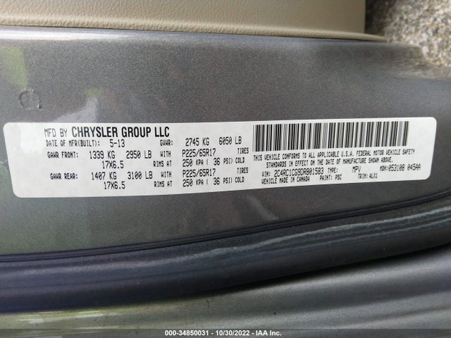 Chrysler Town & Country 2013 2C4RC1CG9DR801583 Image 9