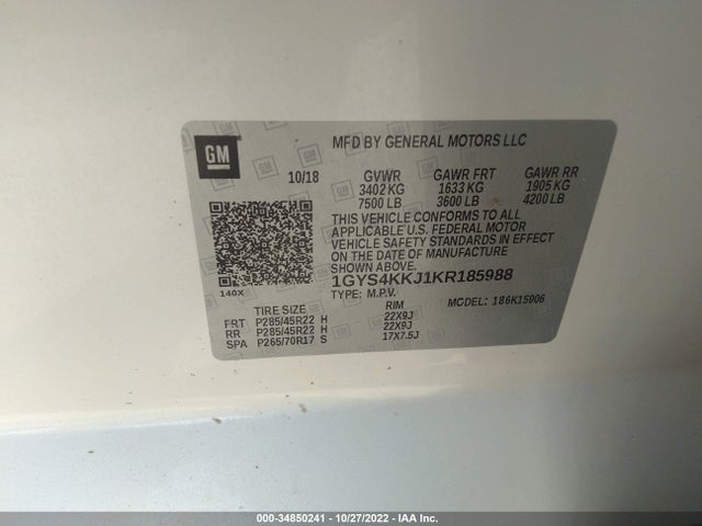 2019 Cadillac Escalade, VIN: 1GYS4KKJ1KR185988