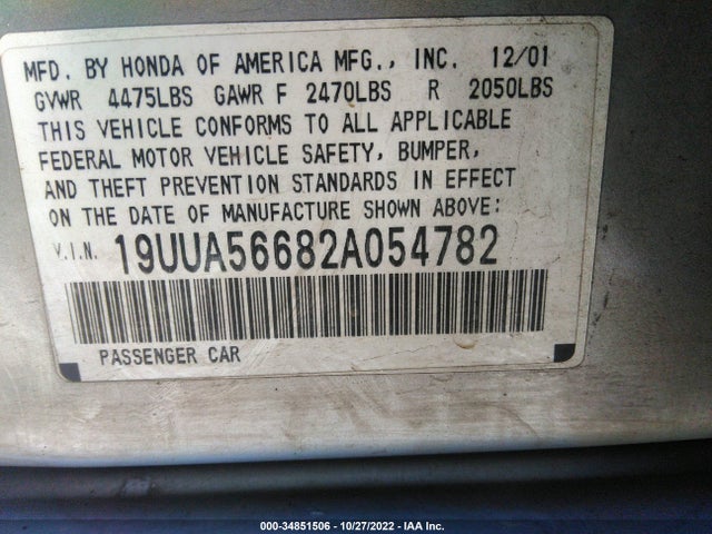 Acura TL 2002 19UUA56682A054782 Image 11
