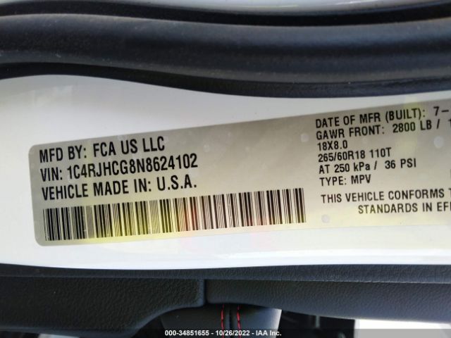 1C4RJHCG8N8624102 Jeep Grand Cherokee Trailhawk