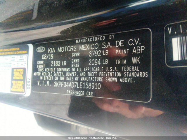 3KPF34AD7LE158910 KIA Forte Gt-line