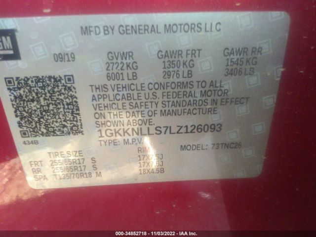 1GKKNLLS7LZ126093 GMC Acadia At4