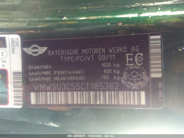 Mini COOPER HARDTOP 2012 WMWSU3C55CT185362 Image 11