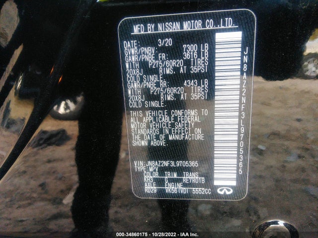 JN8AZ2NF3L9705365 Infiniti QX80 LUXE