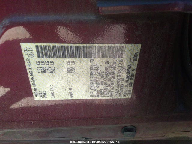 2013 NISSAN MAXIMA 3.5 S VIN: 1N4AA5AP4DC835328