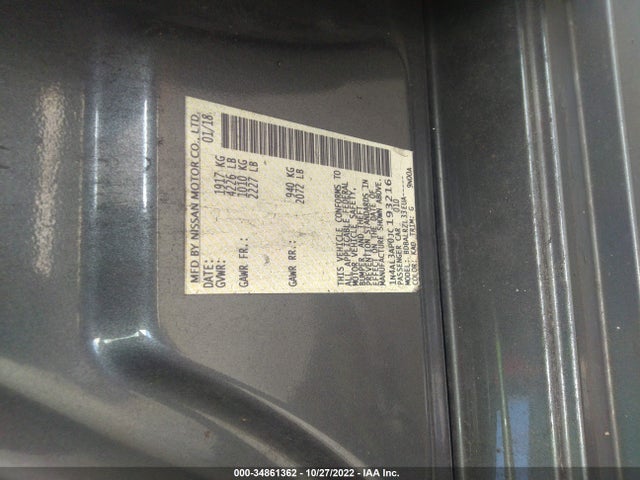 2018 NISSAN ALTIMA 2.5 SL VIN: 1N4AL3AP0JC193216