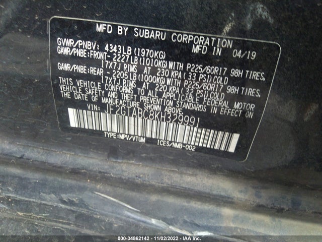 2019 Subaru Crosstrek, VIN: JF2GTABC8KH329991