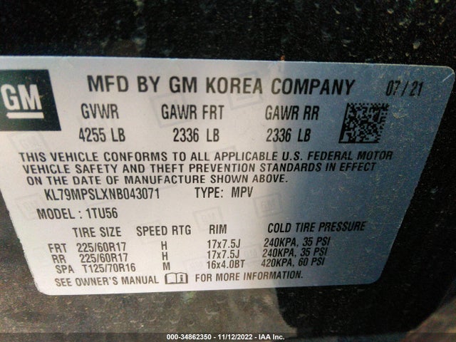 Chevrolet Trailblazer Lt 2022 KL79MPSLXNB043071 Image 10