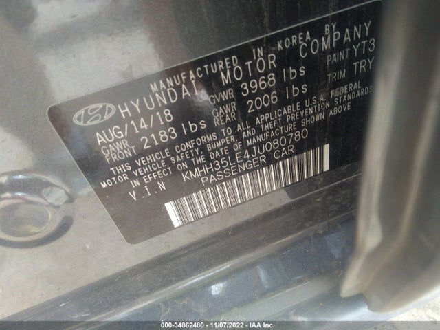 2018 Hyundai Elantra, VIN: KMHH35LE4JU080780