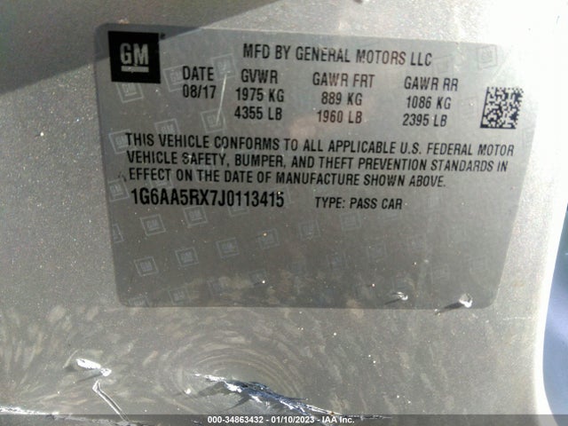 1G6AA5RX7J0113415 Cadillac Ats Sedan Rwd