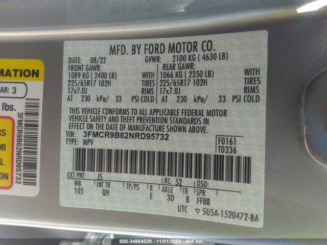 2022 Ford Bronco, VIN: 3FMCR9B62NRD95732