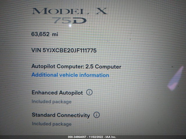 Tesla Model X 75d/100d/p100d 2018 5YJXCBE20JF111775 Image 7