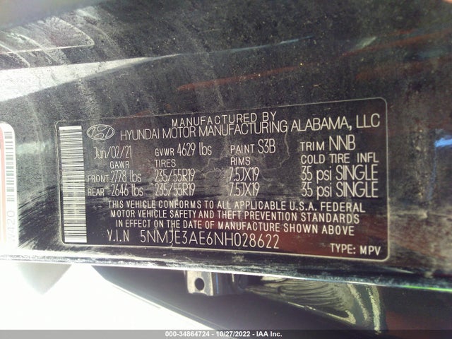2022 Hyundai Tucson, VIN: 5NMJE3AE6NH028622