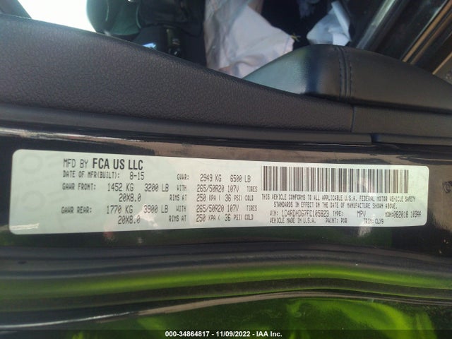 Dodge DURANGO LIMITED 2015 1C4RDHDG7FC105823 Image 9