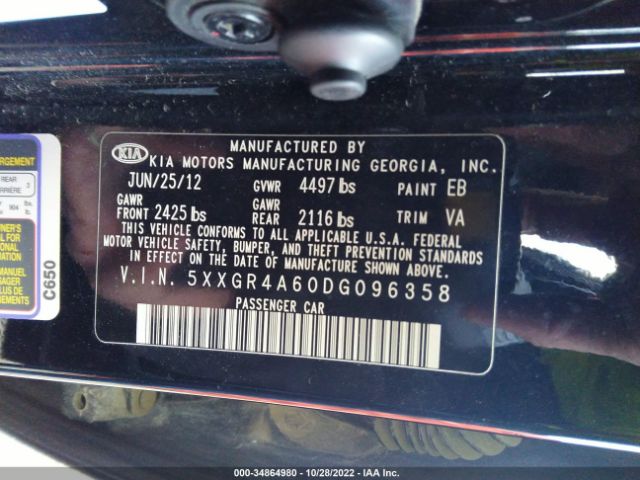5XXGR4A60DG096358 KIA Optima Sx W/limited Pkg