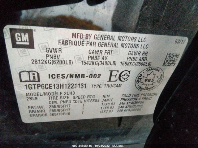 1GTP6CE13H1221131 GMC Canyon 4wd Sle