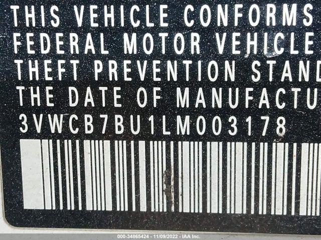 2020 Volkswagen Jetta, VIN: 3VWCB7BU1LM003178