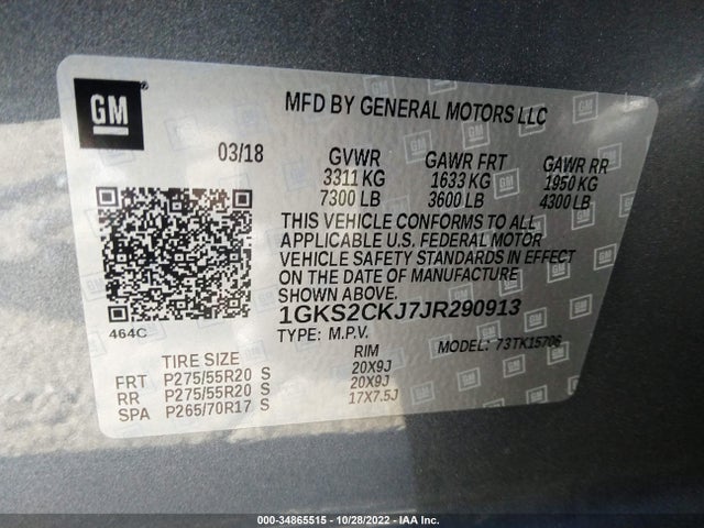 GMC YUKON DENALI 2018 1GKS2CKJ7JR290913 Image 9