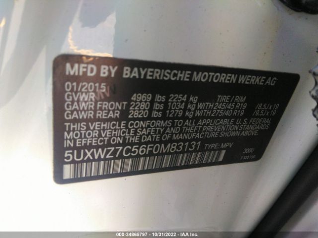 5UXWZ7C56F0M83131 BMW X3 Sdrive28i