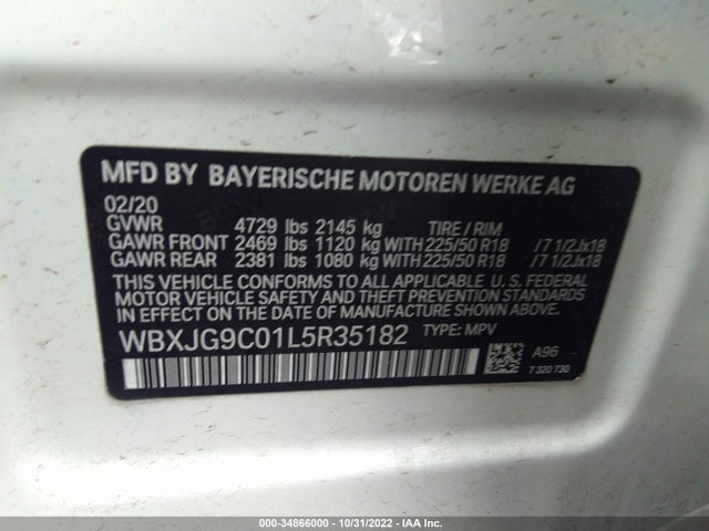 BMW X1 2020 аукцион фото